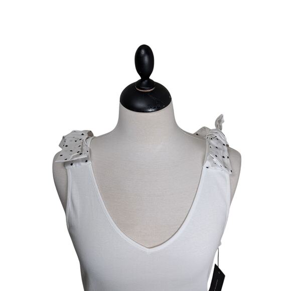 Tommy Hilfiger Medium 100% Cotton V-Neck Tank Top Star Print Tied Bow Straps - Picture 3 of 8